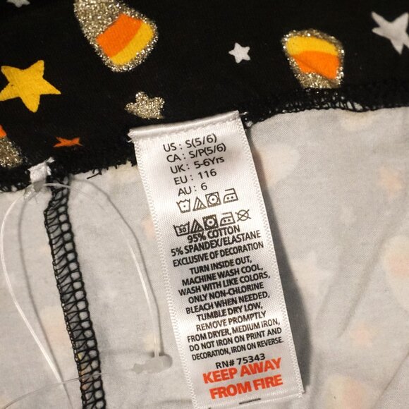 Spooky Night Candy Corn Black Pant Leggings Joggers Cotton Pull On Girl’s Small - Picture 4 of 4